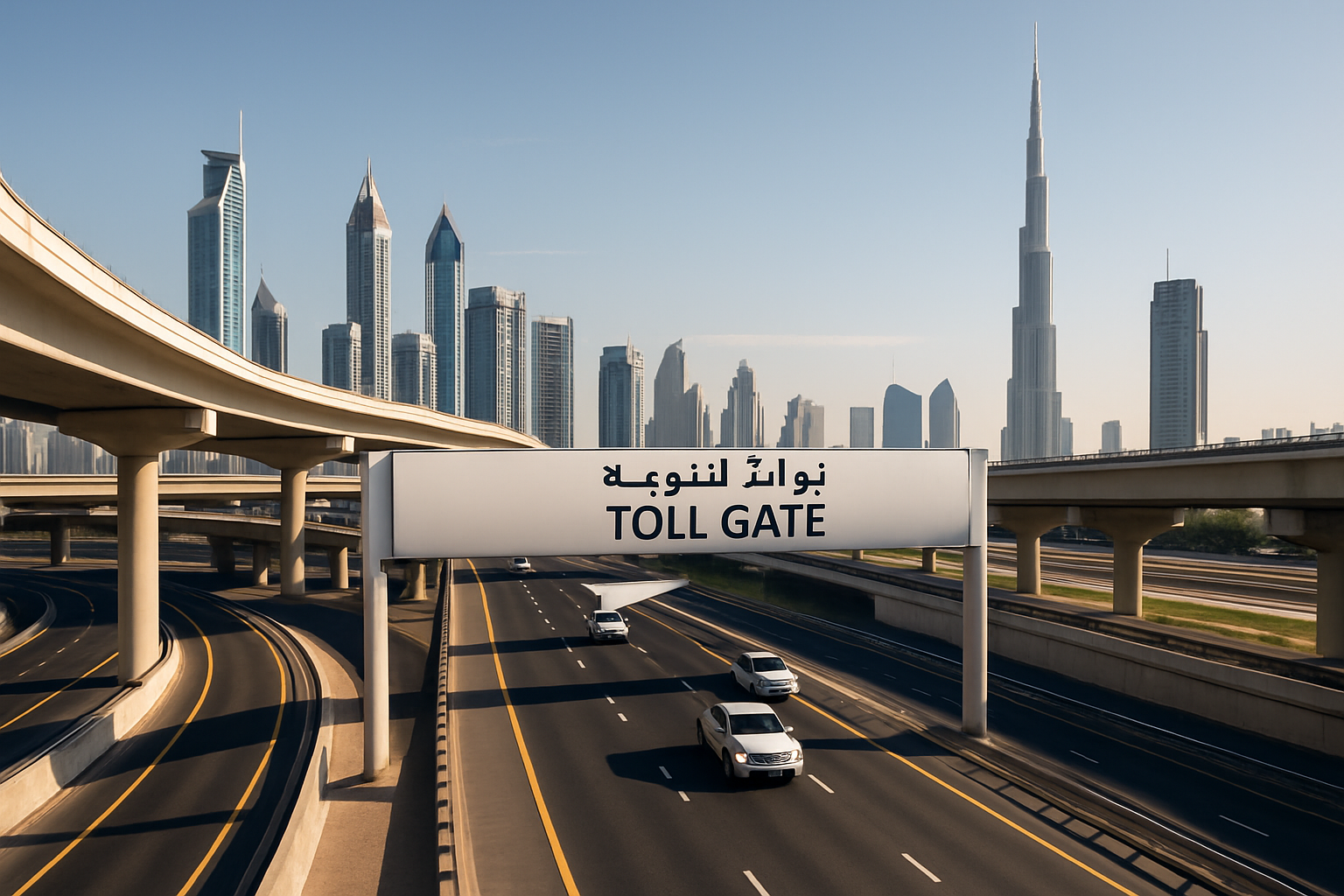 Modern toll road infrastructure in Dubai